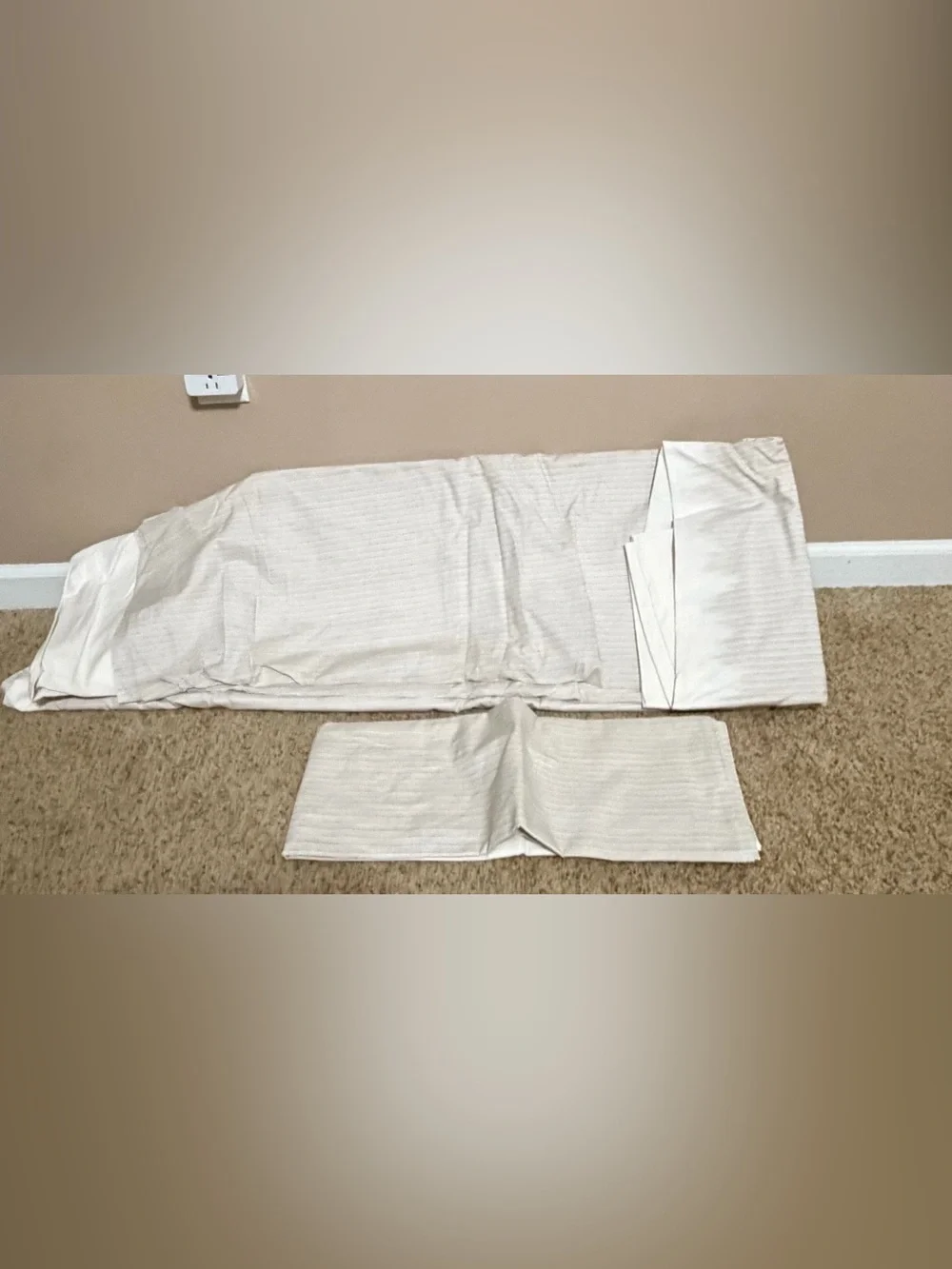 Calvin Klein King Duvet Set - Beige Pinstripe